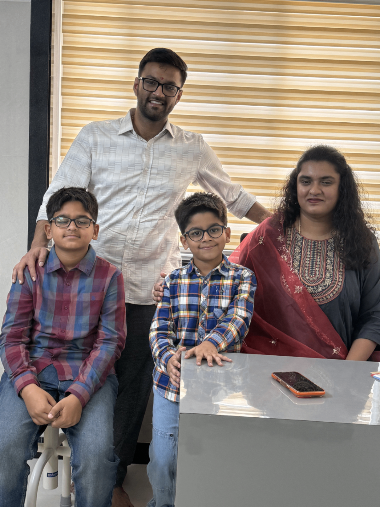 A family portrait captured during the hospital event.
