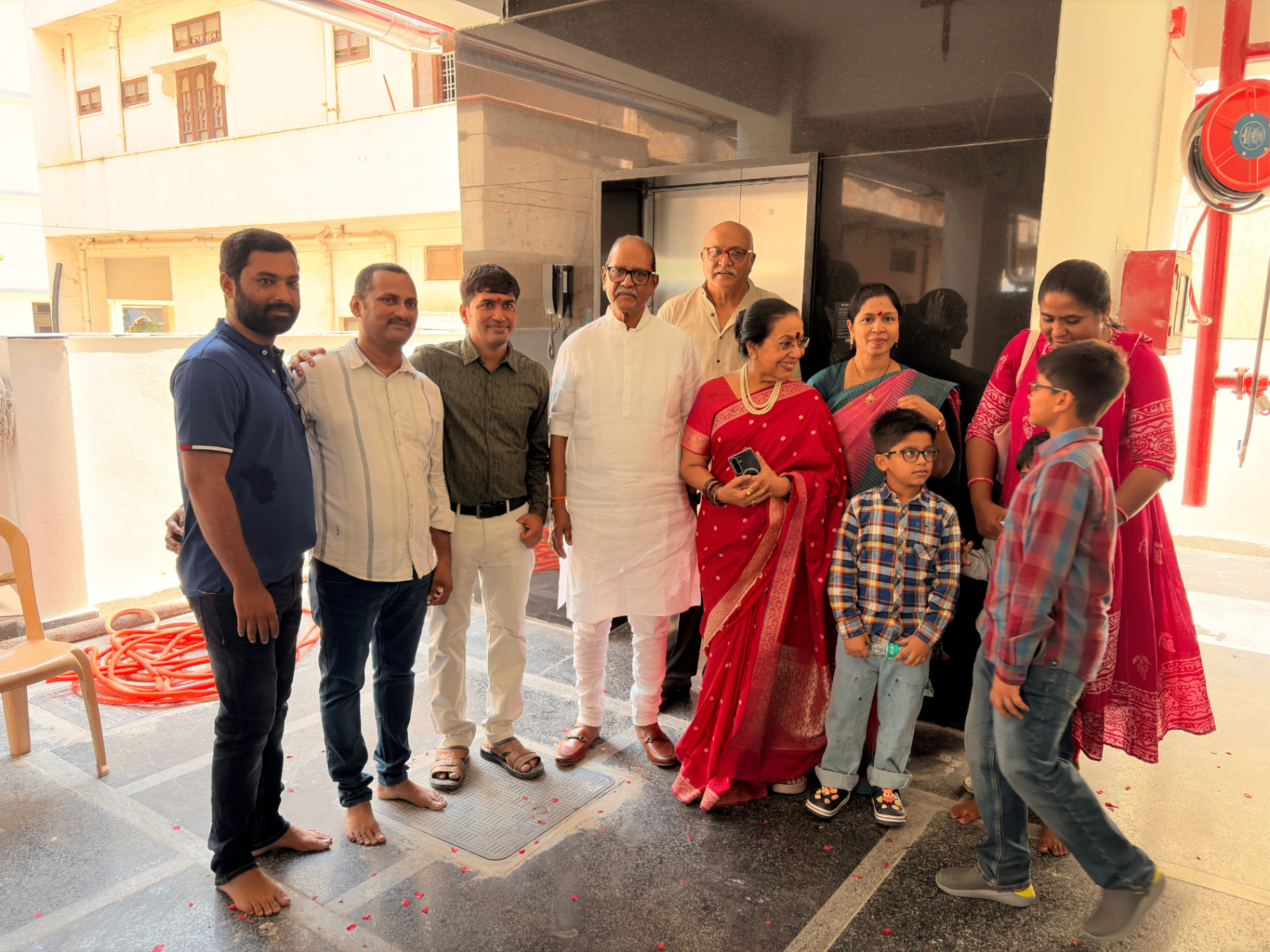Guests and family members gathered near the hospital entrance during the inauguration event.